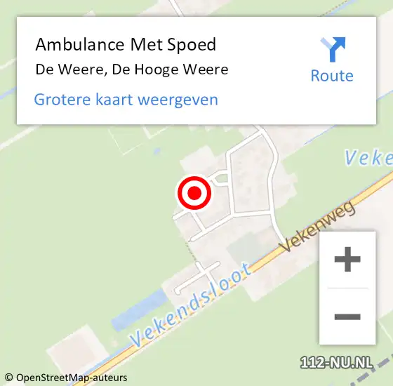 Locatie op kaart van de 112 melding: Ambulance Met Spoed Naar De Weere, De Hooge Weere op 25 november 2022 09:34