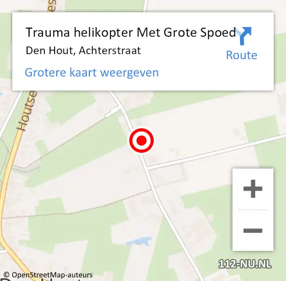Locatie op kaart van de 112 melding: Trauma helikopter Met Grote Spoed Naar Den Hout, Achterstraat op 25 november 2022 13:52