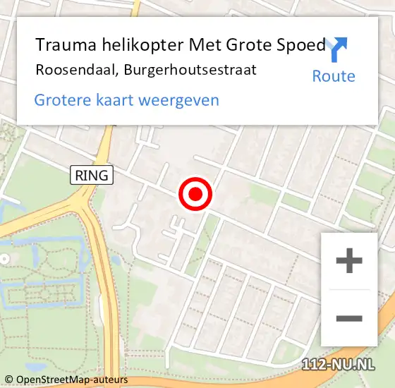 Locatie op kaart van de 112 melding: Trauma helikopter Met Grote Spoed Naar Roosendaal, Burgerhoutsestraat op 25 november 2022 14:25