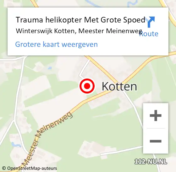 Locatie op kaart van de 112 melding: Trauma helikopter Met Grote Spoed Naar Winterswijk Kotten, Meester Meinenweg op 25 november 2022 18:01