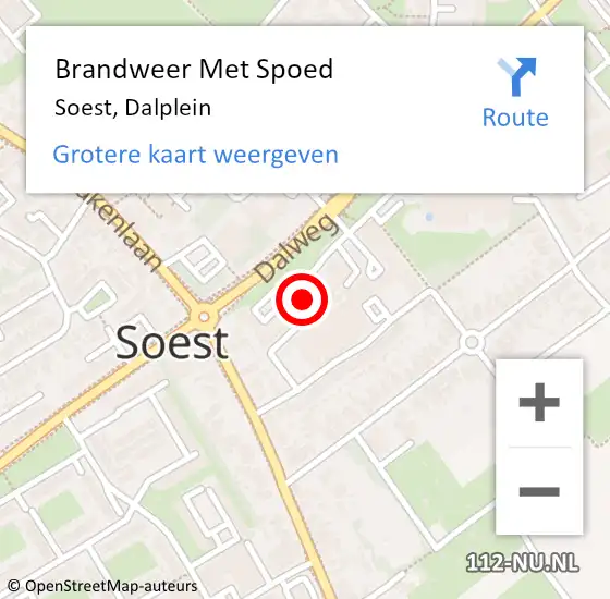 Locatie op kaart van de 112 melding: Brandweer Met Spoed Naar Soest, Dalplein op 25 november 2022 18:51