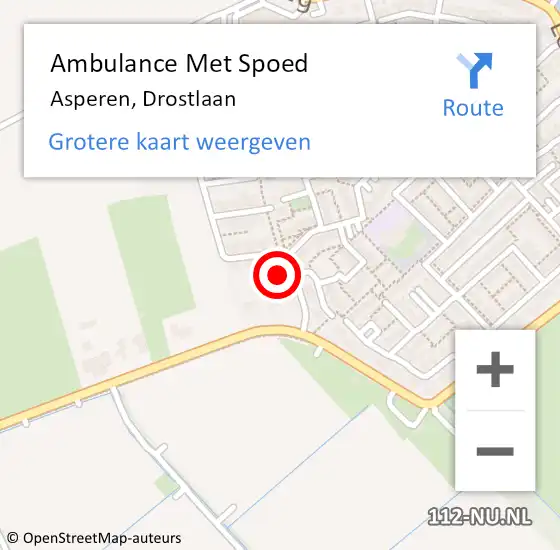 Locatie op kaart van de 112 melding: Ambulance Met Spoed Naar Asperen, Drostlaan op 25 november 2022 19:43