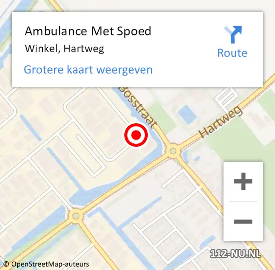 Locatie op kaart van de 112 melding: Ambulance Met Spoed Naar Winkel, Hartweg op 25 november 2022 20:53