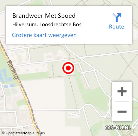 Locatie op kaart van de 112 melding: Brandweer Met Spoed Naar Hilversum, Loosdrechtse Bos op 25 november 2022 21:16