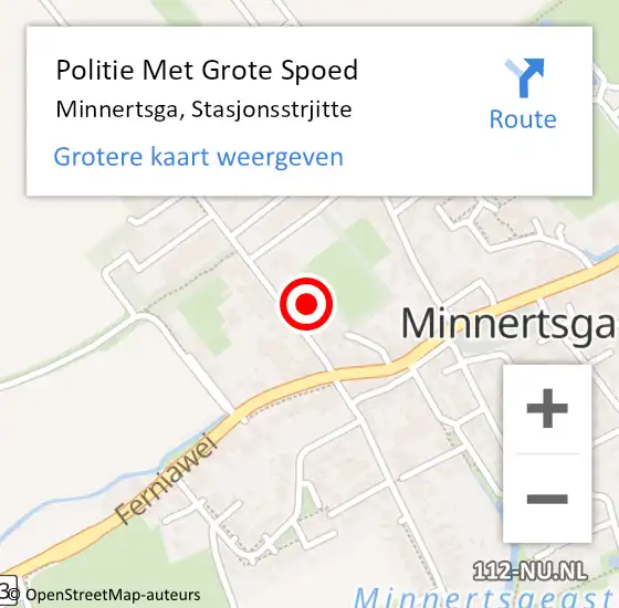 Locatie op kaart van de 112 melding: Politie Met Grote Spoed Naar Minnertsga, Stasjonsstrjitte op 25 november 2022 21:33