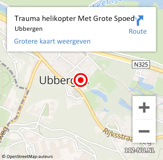 Locatie op kaart van de 112 melding: Trauma helikopter Met Grote Spoed Naar Ubbergen op 25 november 2022 23:48