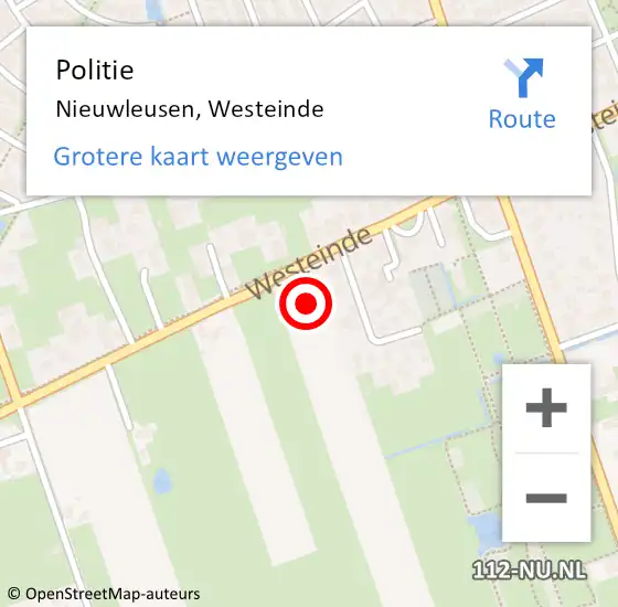 Locatie op kaart van de 112 melding: Politie Nieuwleusen, Westeinde op 26 november 2022 00:42