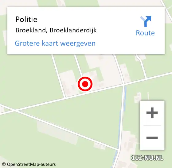 Locatie op kaart van de 112 melding: Politie Broekland, Broeklanderdijk op 26 november 2022 01:40