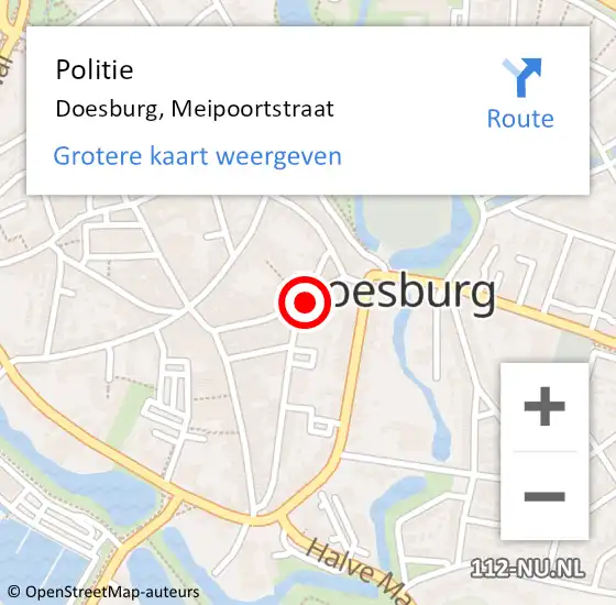 Locatie op kaart van de 112 melding: Politie Doesburg, Meipoortstraat op 26 november 2022 08:23