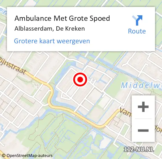 Locatie op kaart van de 112 melding: Ambulance Met Grote Spoed Naar Alblasserdam, De Kreken op 26 november 2022 10:43