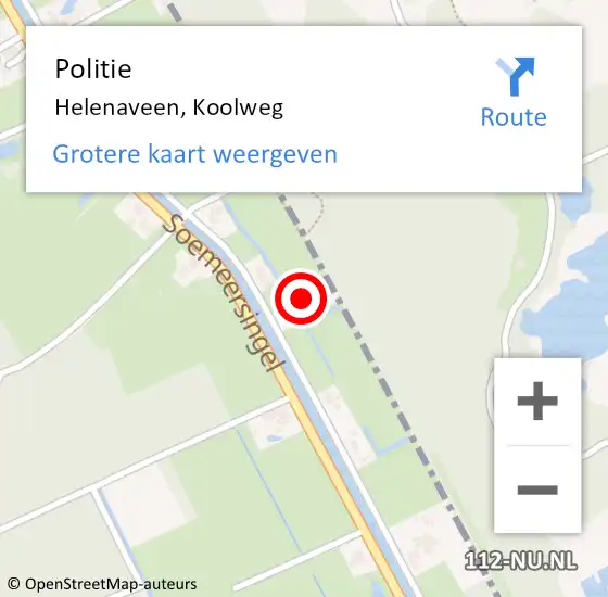 Locatie op kaart van de 112 melding: Politie Helenaveen, Koolweg op 26 november 2022 12:26
