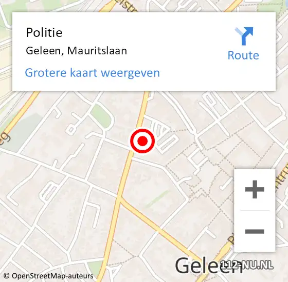 Locatie op kaart van de 112 melding: Politie Geleen, Mauritslaan op 26 november 2022 12:42