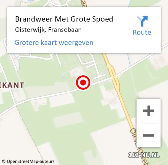 Locatie op kaart van de 112 melding: Brandweer Met Grote Spoed Naar Oisterwijk, Fransebaan op 26 november 2022 14:07