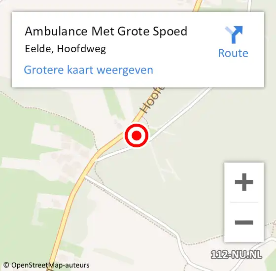 Locatie op kaart van de 112 melding: Ambulance Met Grote Spoed Naar Eelde, Hoofdweg op 26 november 2022 16:41