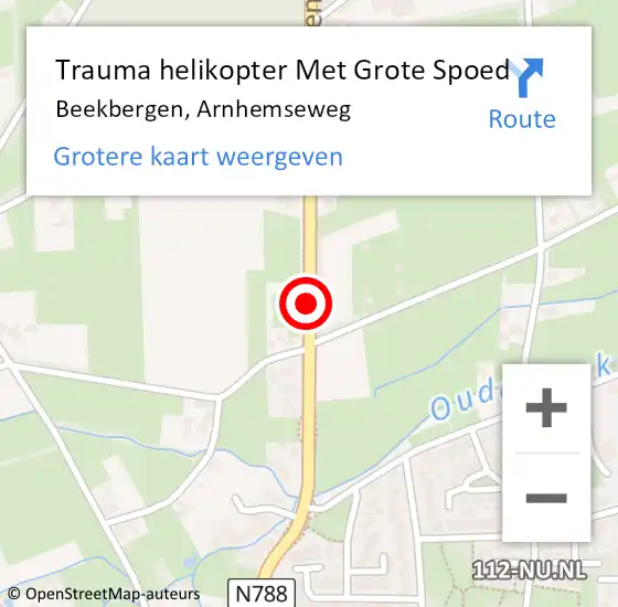 Locatie op kaart van de 112 melding: Trauma helikopter Met Grote Spoed Naar Beekbergen, Arnhemseweg op 26 november 2022 17:33