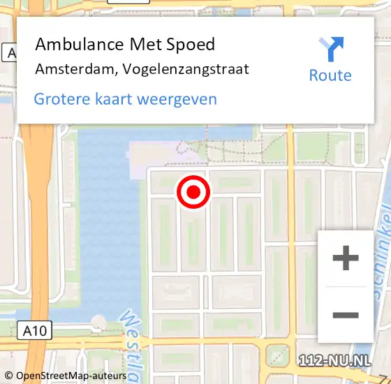 Locatie op kaart van de 112 melding: Ambulance Met Spoed Naar Amsterdam, Vogelenzangstraat op 26 november 2022 19:13
