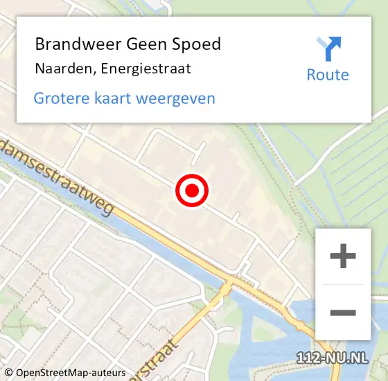 Locatie op kaart van de 112 melding: Brandweer Geen Spoed Naar Naarden, Energiestraat op 26 november 2022 20:11