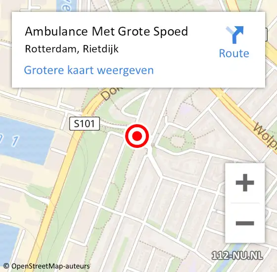 Locatie op kaart van de 112 melding: Ambulance Met Grote Spoed Naar Rotterdam, Rietdijk op 26 november 2022 22:58