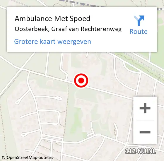 Locatie op kaart van de 112 melding: Ambulance Met Spoed Naar Oosterbeek, Graaf van Rechterenweg op 27 november 2022 02:45