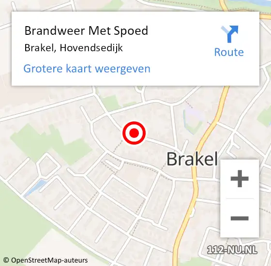 Locatie op kaart van de 112 melding: Brandweer Met Spoed Naar Brakel, Hovendsedijk op 27 november 2022 03:17
