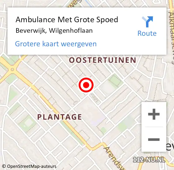 Locatie op kaart van de 112 melding: Ambulance Met Grote Spoed Naar Beverwijk, Wilgenhoflaan op 27 november 2022 04:50
