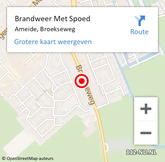 Locatie op kaart van de 112 melding: Brandweer Met Spoed Naar Ameide, Broekseweg op 27 november 2022 05:32