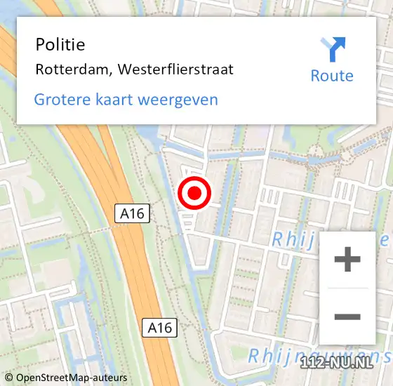 Locatie op kaart van de 112 melding: Politie Rotterdam, Westerflierstraat op 27 november 2022 06:21