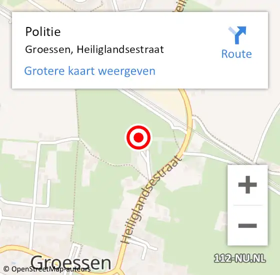 Locatie op kaart van de 112 melding: Politie Groessen, Heiliglandsestraat op 27 november 2022 07:12