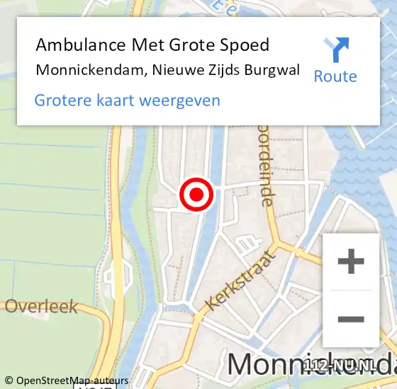 Locatie op kaart van de 112 melding: Ambulance Met Grote Spoed Naar Monnickendam, Nieuwe Zijds Burgwal op 27 november 2022 08:13