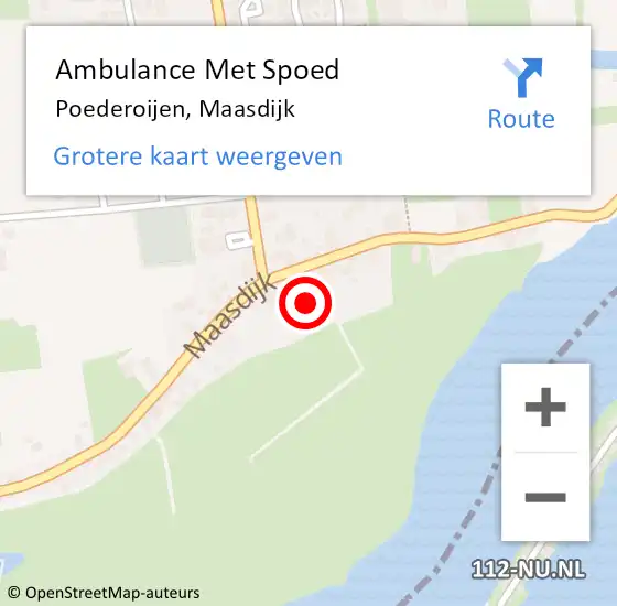 Locatie op kaart van de 112 melding: Ambulance Met Spoed Naar Poederoijen, Maasdijk op 27 november 2022 09:21
