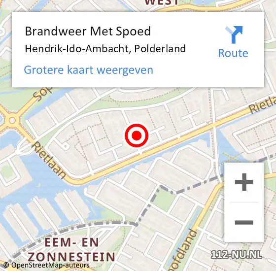 Locatie op kaart van de 112 melding: Brandweer Met Spoed Naar Hendrik-Ido-Ambacht, Polderland op 27 november 2022 10:25