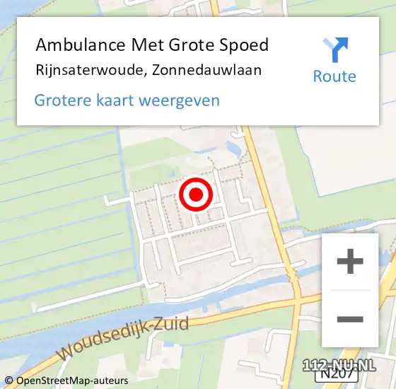 Locatie op kaart van de 112 melding: Ambulance Met Grote Spoed Naar Rijnsaterwoude, Zonnedauwlaan op 27 november 2022 11:03