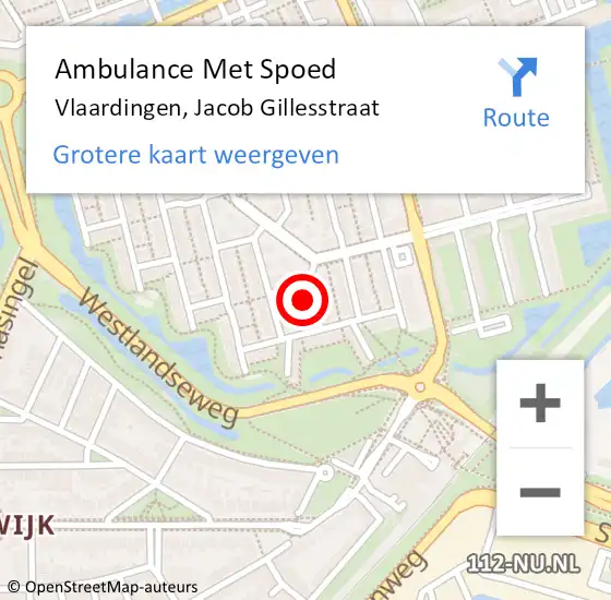 Locatie op kaart van de 112 melding: Ambulance Met Spoed Naar Vlaardingen, Jacob Gillesstraat op 27 november 2022 11:28
