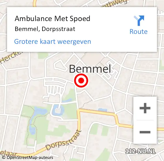 Locatie op kaart van de 112 melding: Ambulance Met Spoed Naar Bemmel, Dorpsstraat op 27 november 2022 12:28
