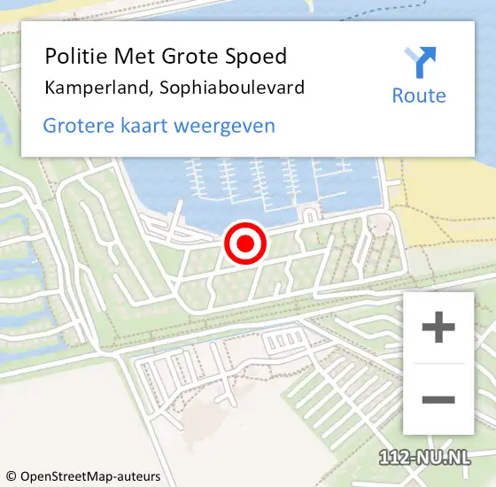 Locatie op kaart van de 112 melding: Politie Met Grote Spoed Naar Kamperland, Sophiaboulevard op 27 november 2022 14:34