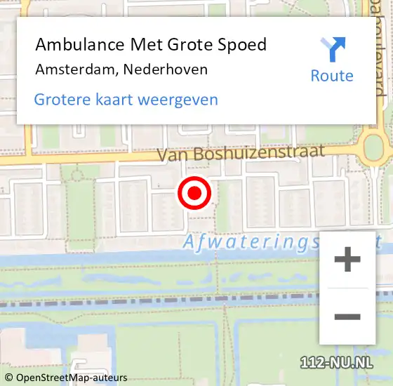 Locatie op kaart van de 112 melding: Ambulance Met Grote Spoed Naar Amsterdam, Nederhoven op 27 november 2022 21:19