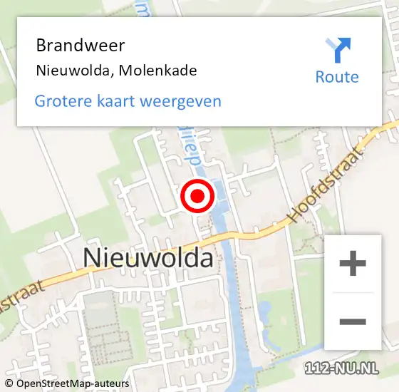 Locatie op kaart van de 112 melding: Brandweer Nieuwolda, Molenkade op 27 november 2022 22:02