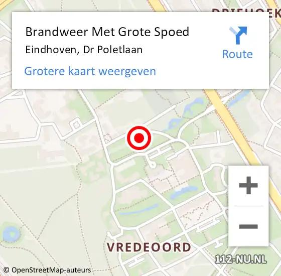 Locatie op kaart van de 112 melding: Brandweer Met Grote Spoed Naar Eindhoven, Dr Poletlaan op 27 november 2022 22:43