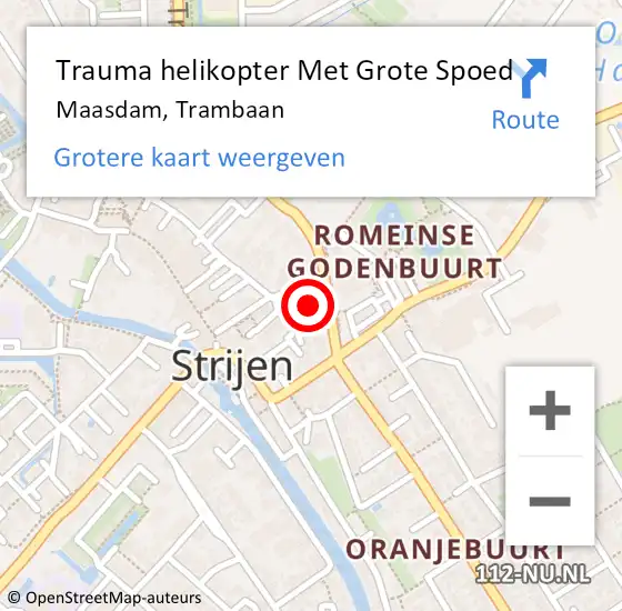 Locatie op kaart van de 112 melding: Trauma helikopter Met Grote Spoed Naar Maasdam, Trambaan op 28 november 2022 03:45