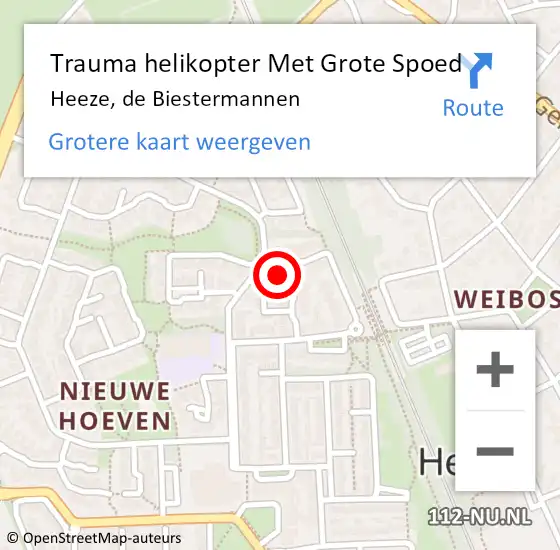 Locatie op kaart van de 112 melding: Trauma helikopter Met Grote Spoed Naar Heeze, de Biestermannen op 28 november 2022 06:06