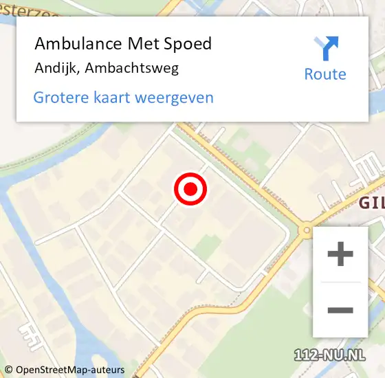 Locatie op kaart van de 112 melding: Ambulance Met Spoed Naar Andijk, Ambachtsweg op 28 november 2022 06:16