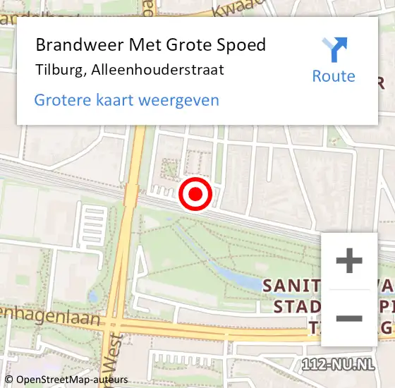 Locatie op kaart van de 112 melding: Brandweer Met Grote Spoed Naar Tilburg, Alleenhouderstraat op 28 november 2022 07:09