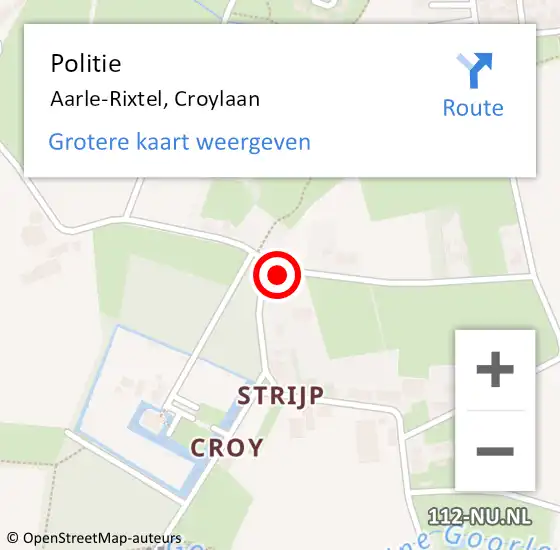 Locatie op kaart van de 112 melding: Politie Aarle-Rixtel, Croylaan op 28 november 2022 07:15