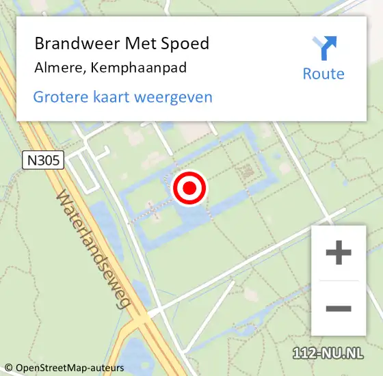 Locatie op kaart van de 112 melding: Brandweer Met Spoed Naar Almere, Kemphaanpad op 28 november 2022 07:25
