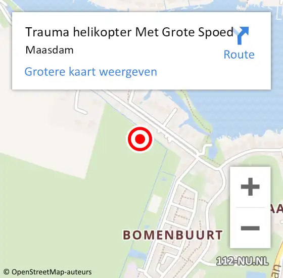 Locatie op kaart van de 112 melding: Trauma helikopter Met Grote Spoed Naar Maasdam op 28 november 2022 08:15