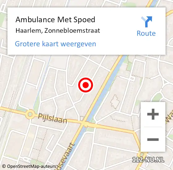 Locatie op kaart van de 112 melding: Ambulance Met Spoed Naar Haarlem, Zonnebloemstraat op 28 november 2022 09:10