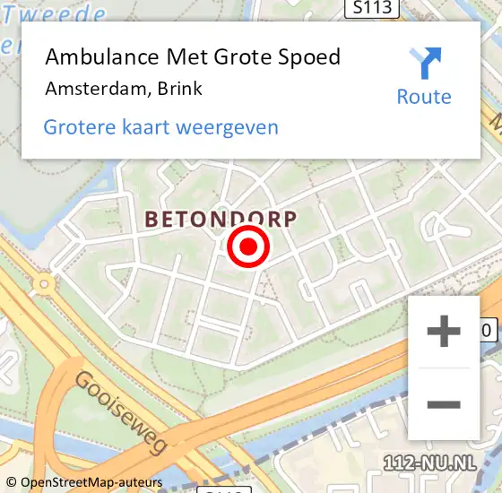 Locatie op kaart van de 112 melding: Ambulance Met Grote Spoed Naar Amsterdam, Brink op 28 november 2022 09:54