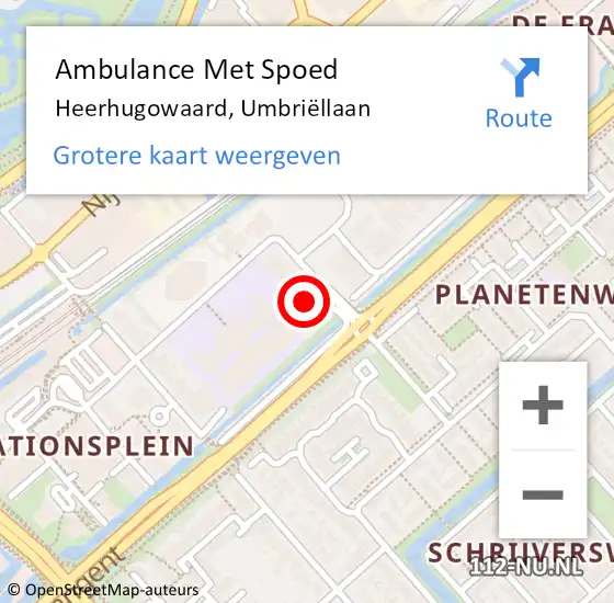 Locatie op kaart van de 112 melding: Ambulance Met Spoed Naar Heerhugowaard, Umbriëllaan op 28 november 2022 12:02