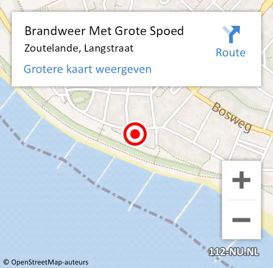 Locatie op kaart van de 112 melding: Brandweer Met Grote Spoed Naar Zoutelande, Langstraat op 28 november 2022 12:11