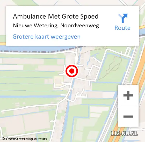 Locatie op kaart van de 112 melding: Ambulance Met Grote Spoed Naar Nieuwe Wetering, Noordveenweg op 28 november 2022 13:11